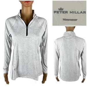 Peter Millar Womens Small Pullover 1/4 Zip White Gray Animal Print UPF 50 NWT